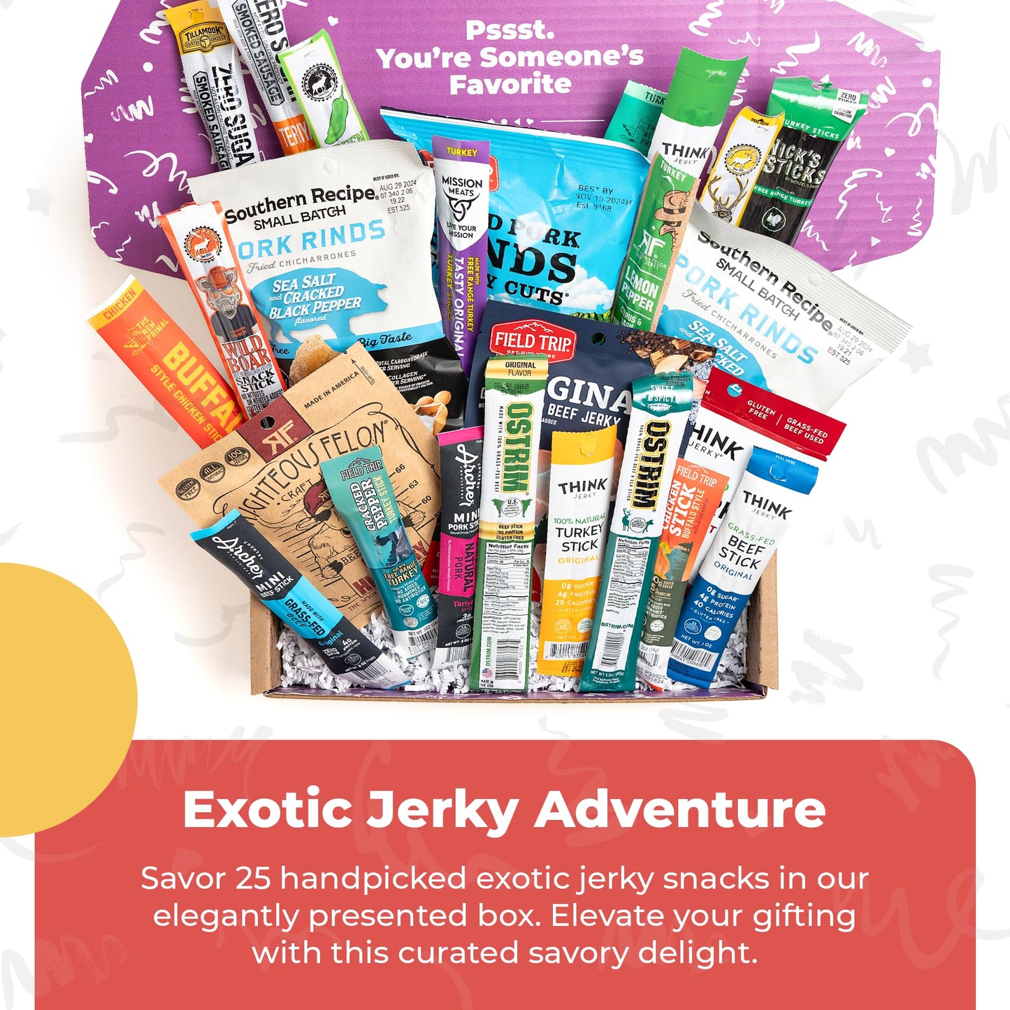 Ultimate Jerky Lover's Gift Box For Men, Mix of Delicious Jerky With Sweet & Savory Options - Delicious & Healthy Beef Jerky Sna