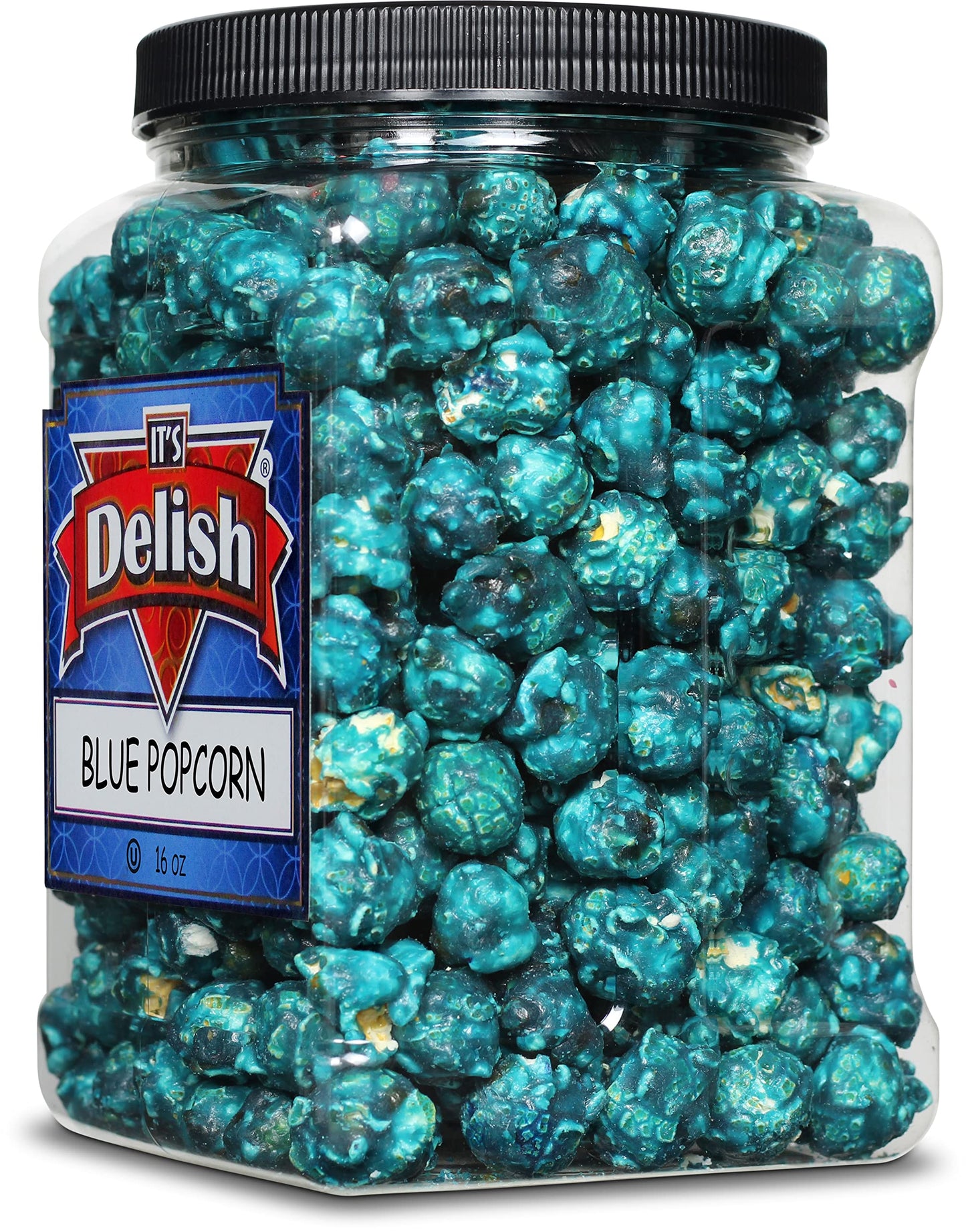 Gourmet Blue Raspberry Flavored Popcorn by Its Delish - 16 Oz Jumbo-Sized Container | Bulk Air Popped Pop Corn Snack - Fruity B