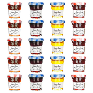 Bonne Maman Assorted - 20/1 Oz Mini Jars -Strawberry, Raspberry, Honey, Grape - 5 Each Flavor