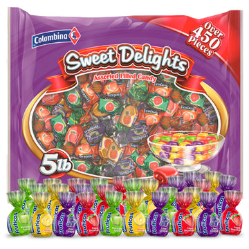 Sweet Delights Assorted Filled Candy, Rainbow Variety Pack, Individually Wrapped Pinata Filler Ideal For Parties, And Birthdays