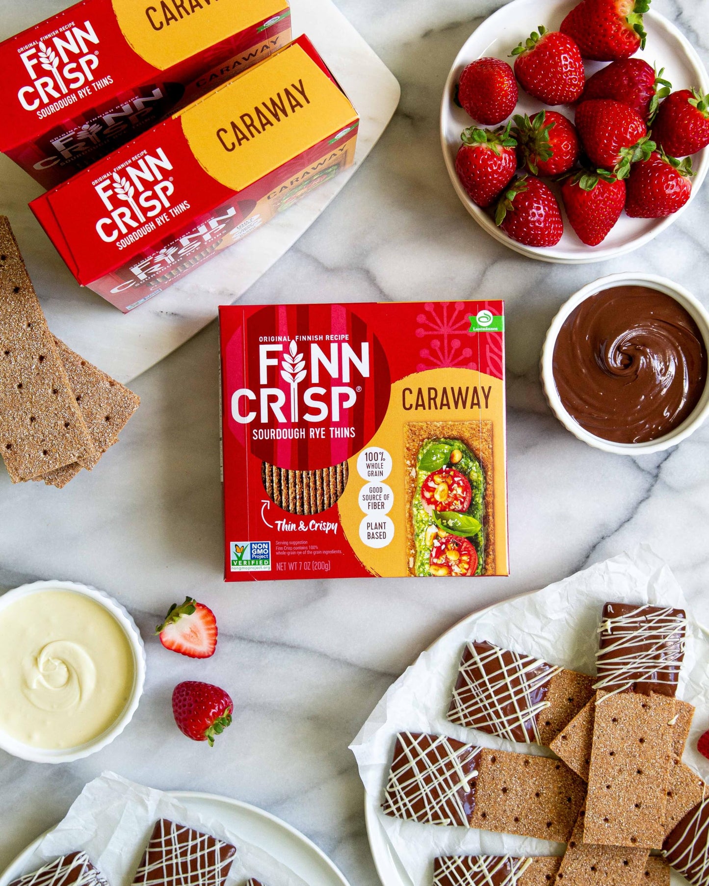 Finn Crisp Rye Crispbread with Caraway, 7oz (Pack of 2) - Thin, Crispy Rye Flatbreads, Authentic Finnish Sourdough  ers