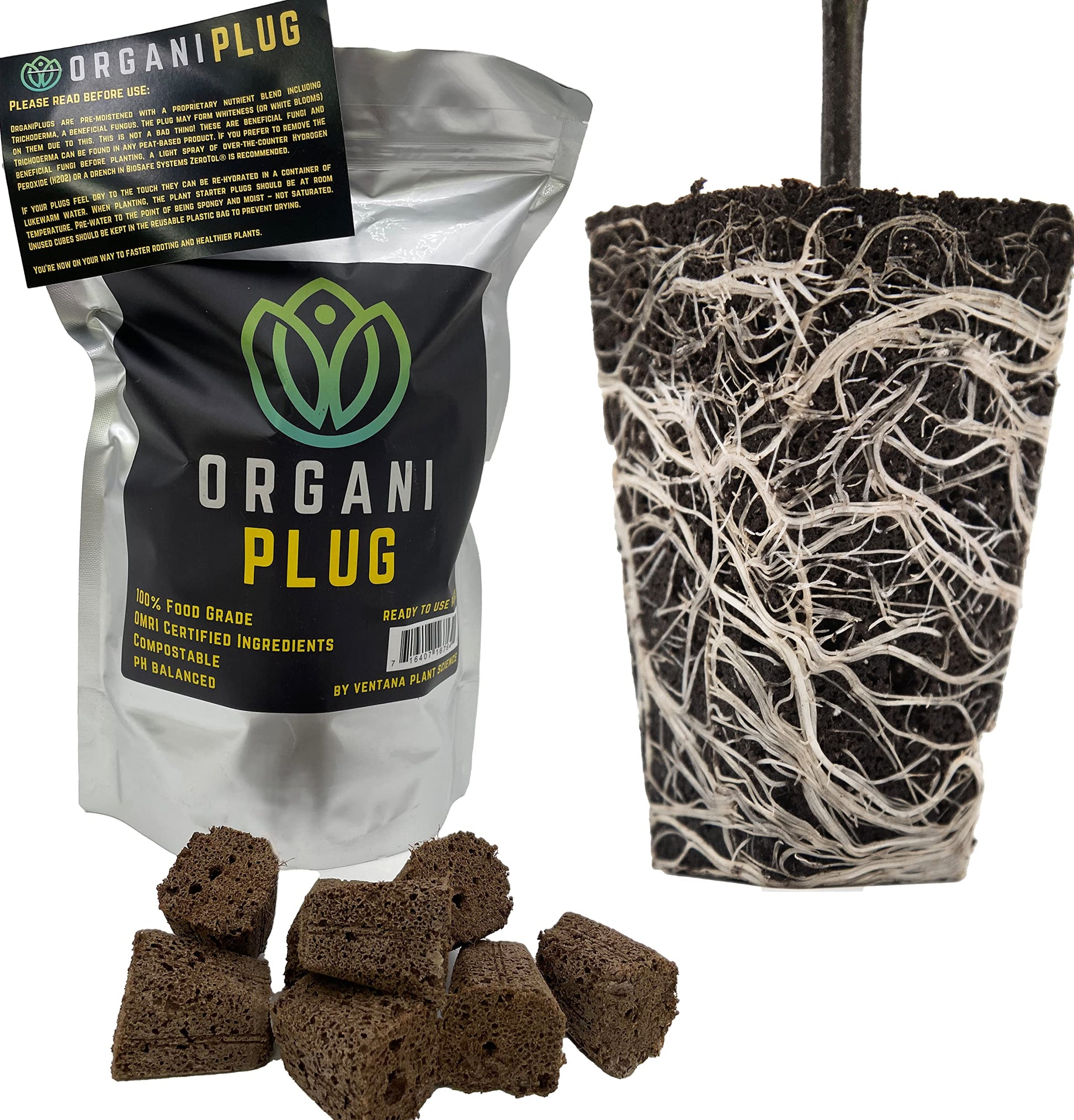 Vps Organiplug Hydroponic Seed Starter Plugs - 50 Pk Rapid Root Starter Pods For Plant Cloning Plugs - Seed Growing Plugs For Cu