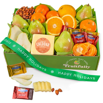 A Gift Inside Happy Holidays Harvest Favorites Fruit and Gourmet Gift Box