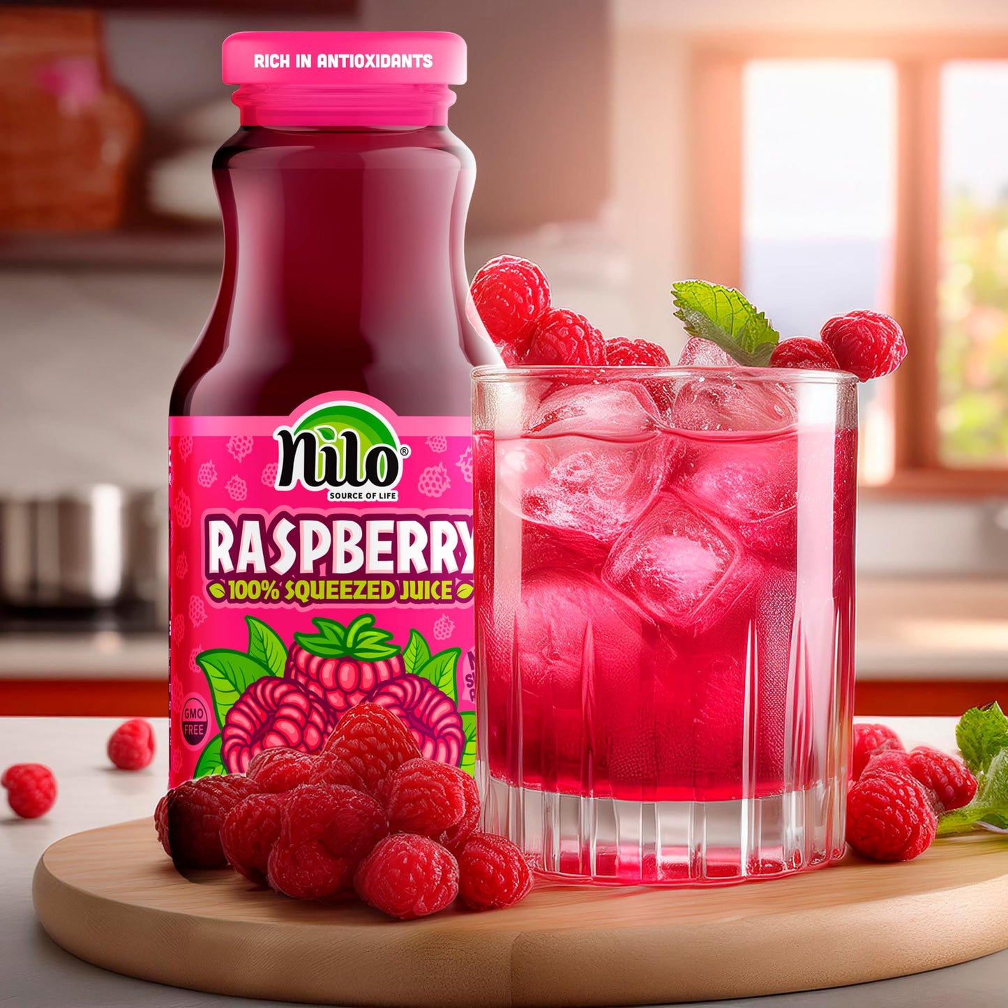 Nilo Raspberry Juice | 100% Squeezed Raspberry Frambuesa | No Sugar Added | Non Gmo | Not From Concentrate | 8.45 Oz (Pack Of 12