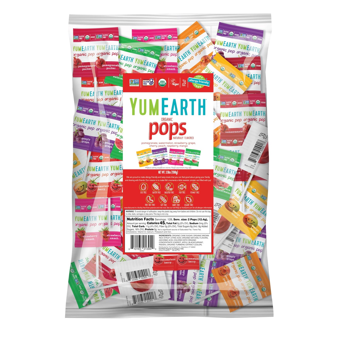 Yumearth Organic Pops Variety Pack, 250 Fruit Flavored Favorites Lollipops, Allergy Friendly, Gluten Free, Non-Gmo, Vegan, No Ar