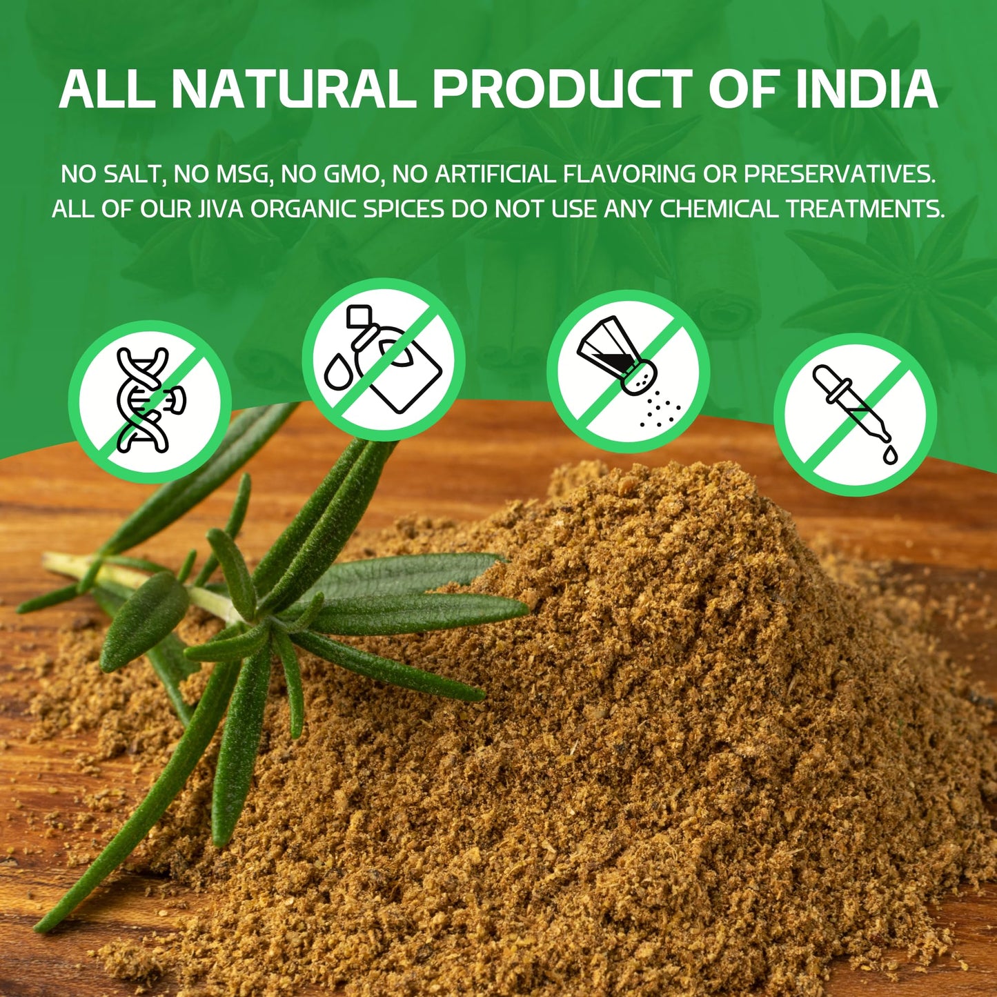 Jiva Organics Organic Garam Masala Powder 1 Pound Bulk Jar - Non-Gmo, Salt Free, Premium Indian Spice Blend