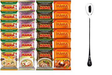 Mama Ramen Thai Noodle, 4 flavor (Shrimp Tom Yum, Pa Lo Duck, Shrimp Creamy Tom Yum, Pork), each flavor 6 bags Total 24 small ba