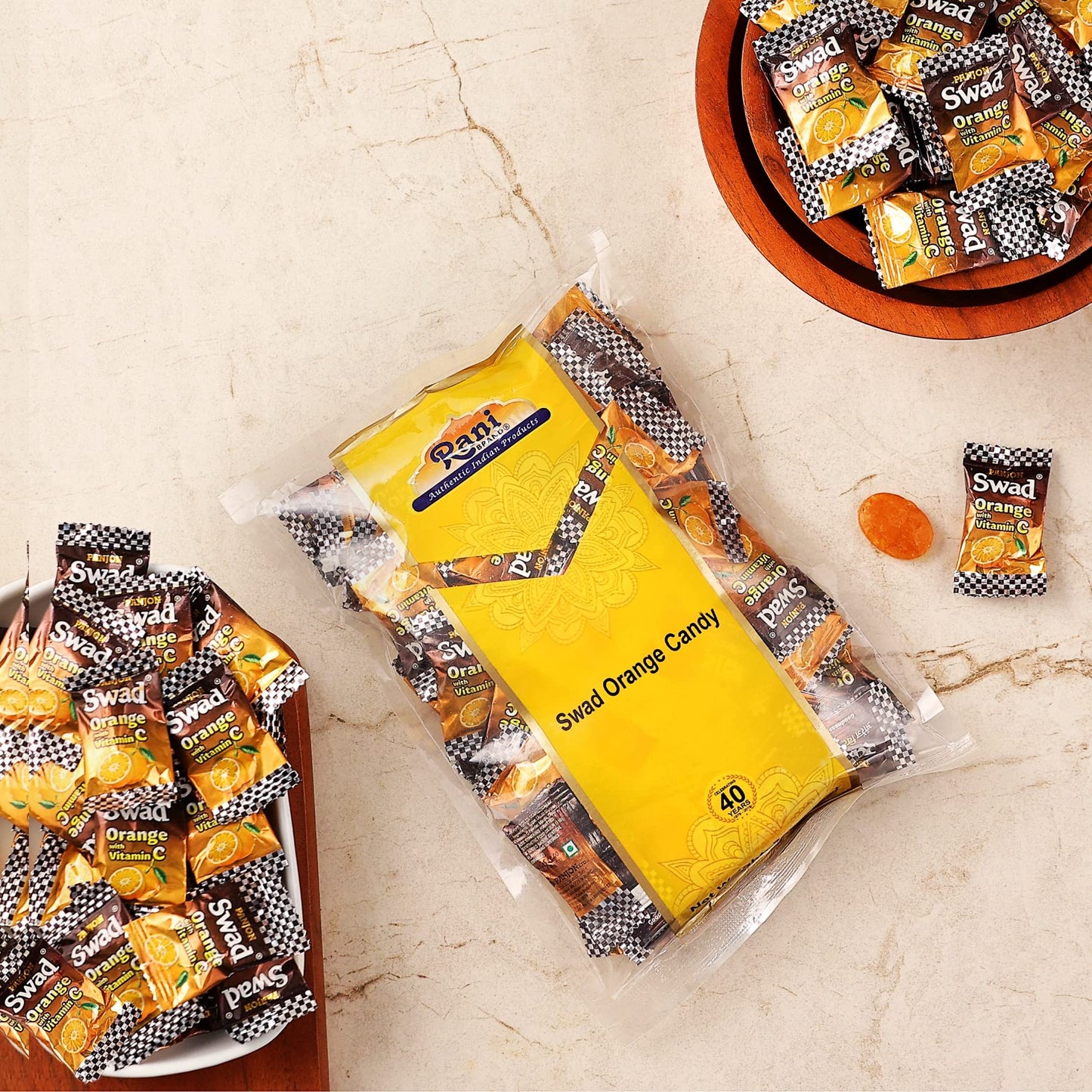 Rani Brand Orange Candy, Vegan, Gluten Friendly, NON-GMO, 7oz (200g), Individually Wrapped, Indian