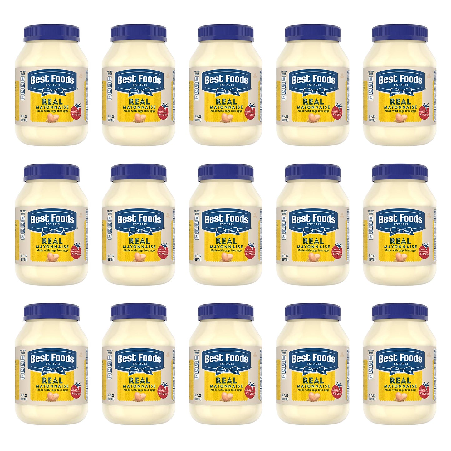 Best Foods Mayonnaise, Real, 30 Fl Oz, Pack of 15