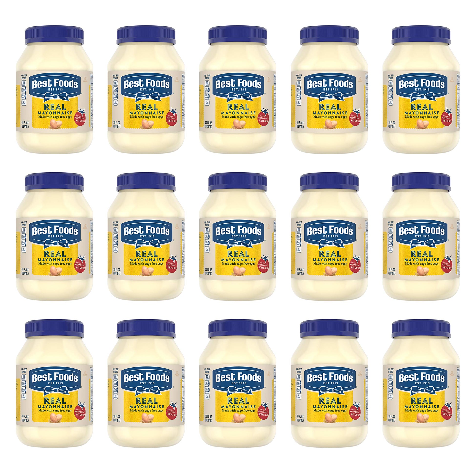 Best Foods Mayonnaise, Real, 30 Fl Oz, Pack of 15