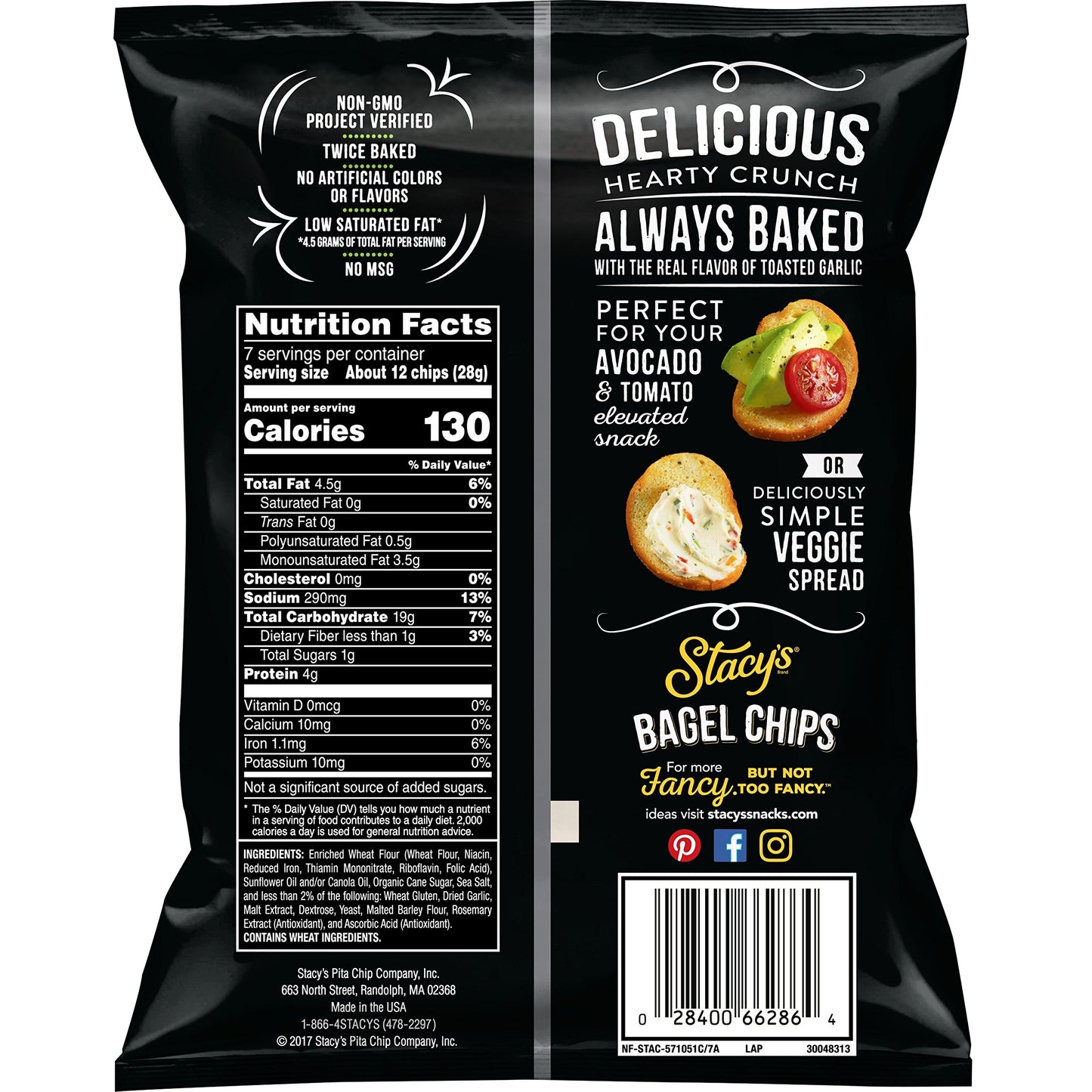 Stacys Toasted Garlic Flavored Bagel Chips, 7 Ounce (Pack of 12)