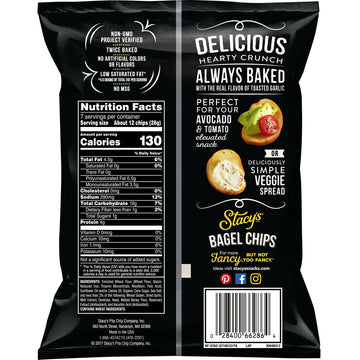 Stacys Toasted Garlic Flavored Bagel Chips, 7 Ounce (Pack of 12)