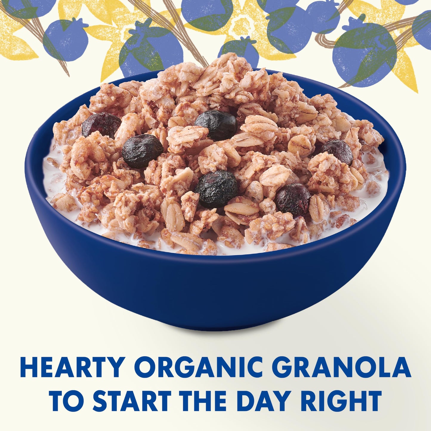 Cascadian Farm Organic Granola with No Added Sugar, Blueberry Vanilla Cereal, Resealable Pouch, 11 oz.