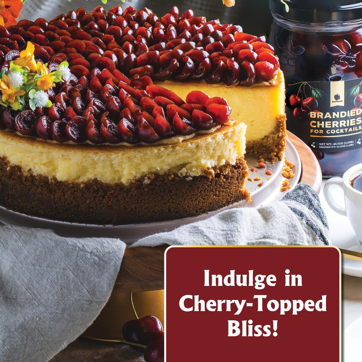 Gourmanity Brandied Cocktail Cherries  French Morello Cherries in Kirsch Brandy  for Cocktails and Desserts Kosher  Product of France 2.5lb (40.56oz)