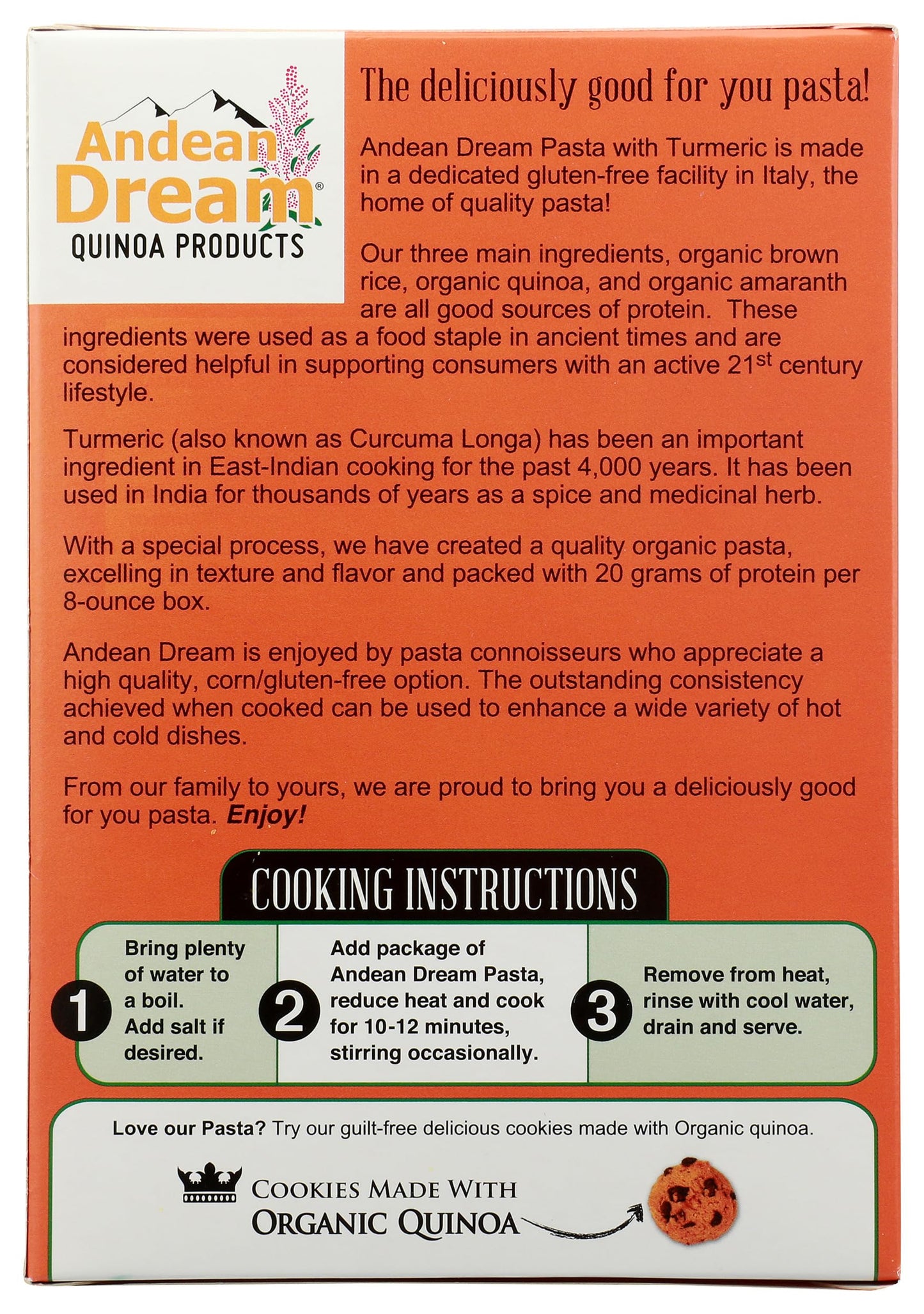 Andean Dream Organic Turmeric Quinoa Penne Pasta, 8 Oz
