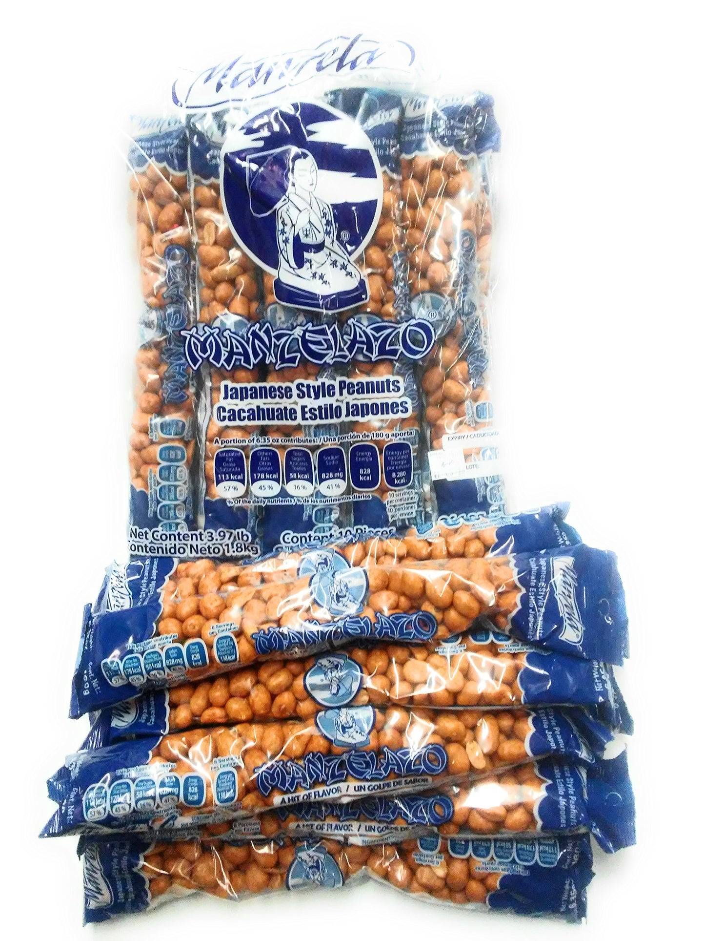 Manzela Japanese Style Peanuts 10 Count 6.35Oz. Each / Cacahuates Estilo Japonés 10Pz De 180Grs