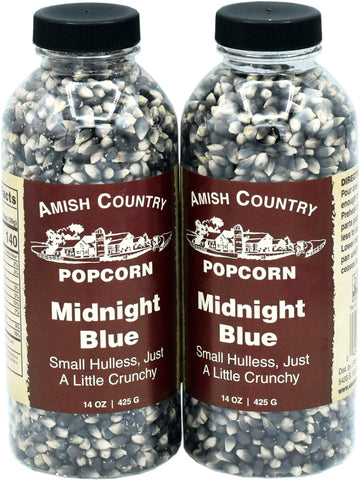 Amish Country Popcorn | 2-14 oz Bottles | Midnight Blue Popcorn Kernels | Old Fashioned, Non-GMO and Gluten Free (2-14 oz Bottle