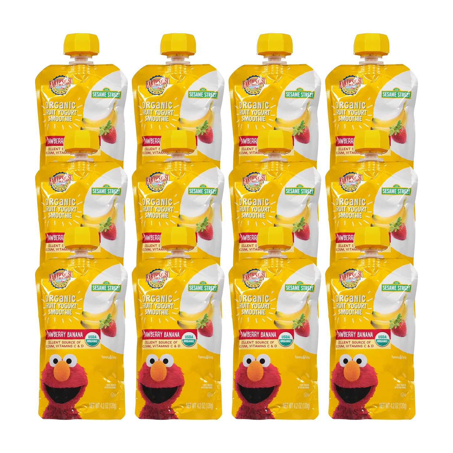 Earth'S Best Organic Kids Snacks, Sesame Street Toddler Snacks, Organic Fruit Yogurt Smoothie For Toddlers 2 Years And Older, St