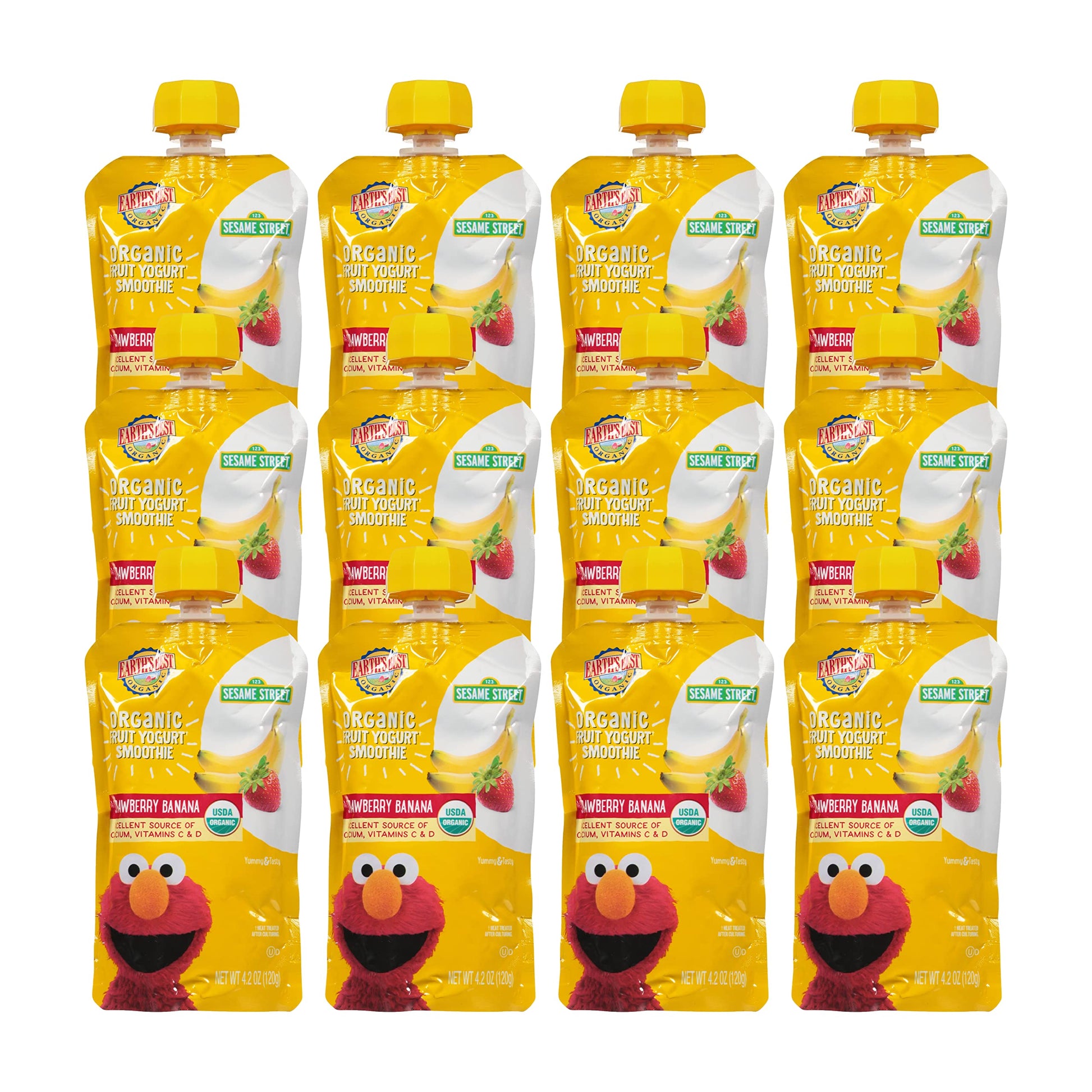 Earth'S Best Organic Kids Snacks, Sesame Street Toddler Snacks, Organic Fruit Yogurt Smoothie For Toddlers 2 Years And Older, St