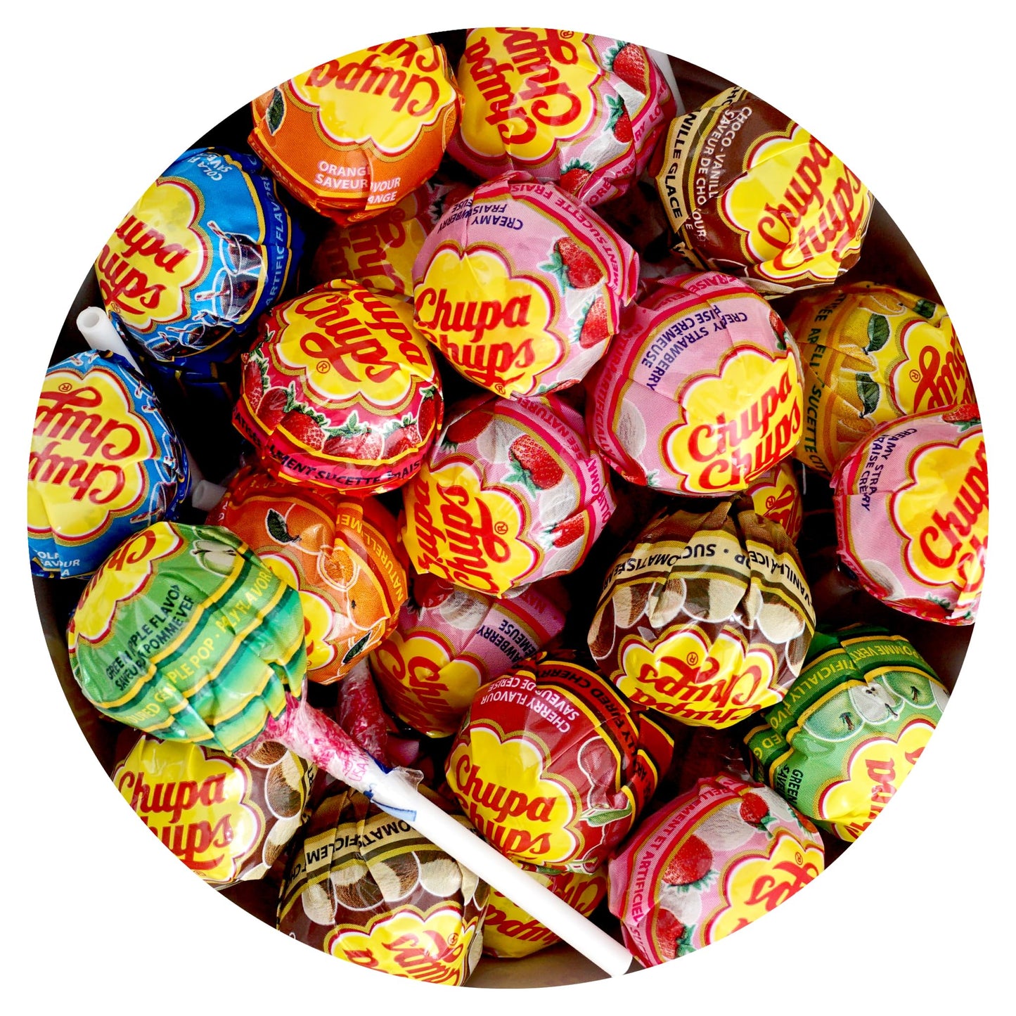 ChupaChups Assorted Lollipops  2 Pound Bulk Bag (Approx 64 Lollipops)  Individually Wrapped  The Hampton Popcorn & Candy Company