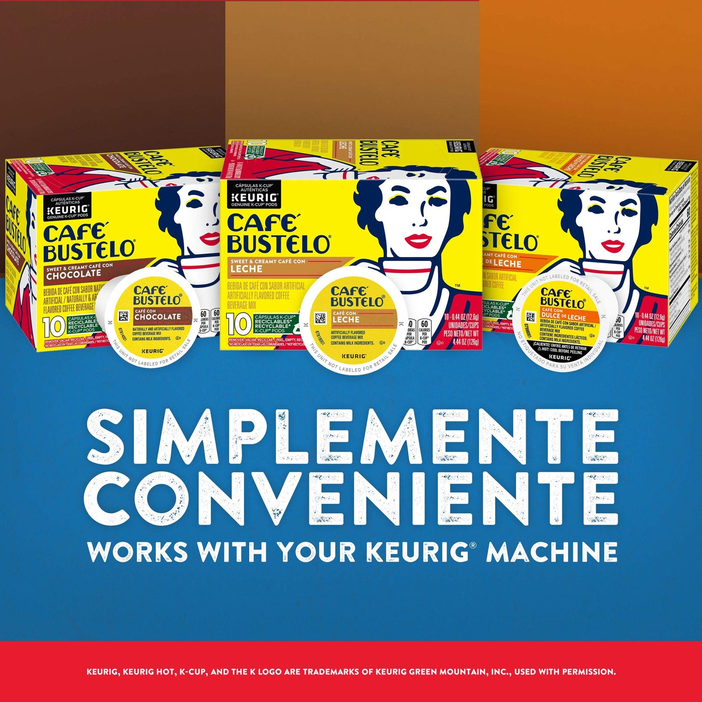 Café Bustelo Café Con Leche Flavored Espresso Style Coffee, 60 Keurig K-Cup Pods