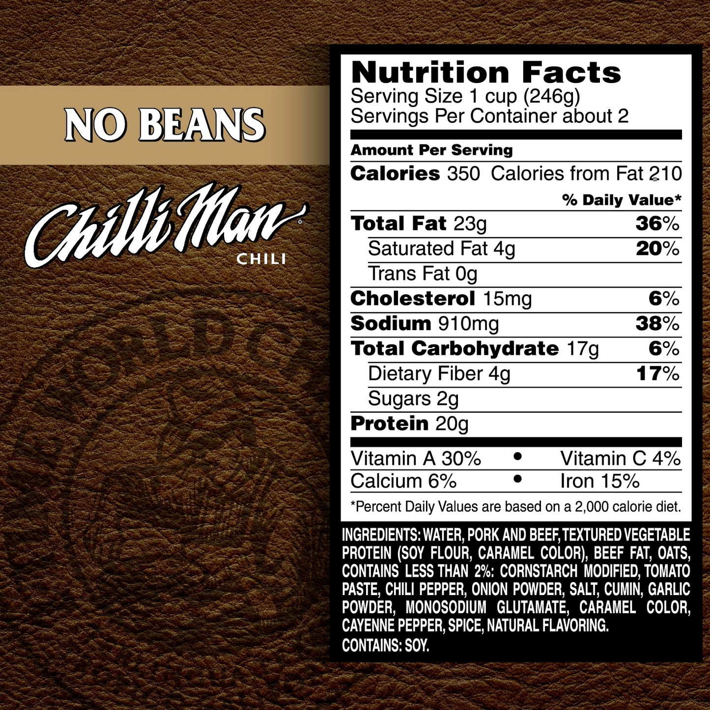 Chilli Man Canned Chili With No Beans (Pack Of 12), 15 Ounce Can