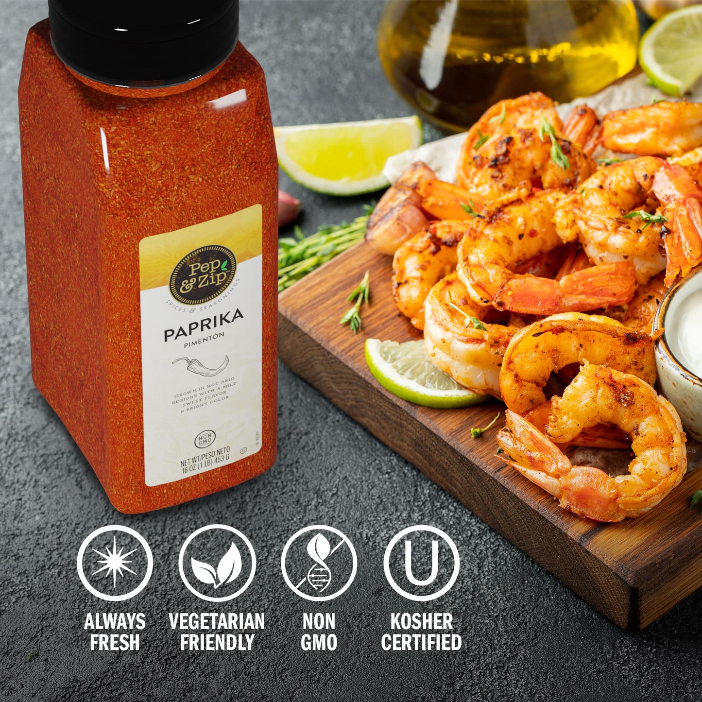 Pep And Zip Ground Sweet Paprika/Piment  N, Non-Gmo, Kosher, 16 Oz