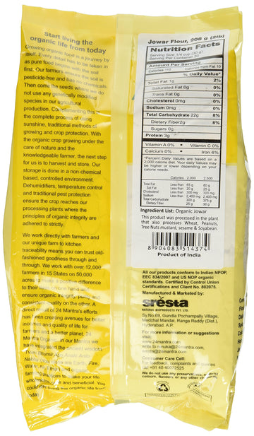 24 Mantara 24 Mantra Organic Jowar Flour - 2 Lb,, ()