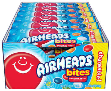 Airheads Candy Bites, Assorted Fruit Flavors, Non-Melting, 4oz Pack of 18
