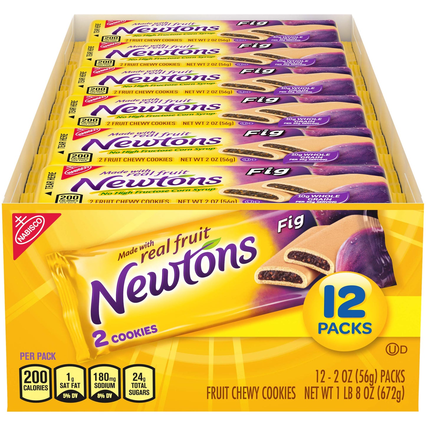 Newtons Soft & Fruit Chewy Cookies, (2 Cookies Per Pack) Fig, 24 Oz (Pack Of 12)