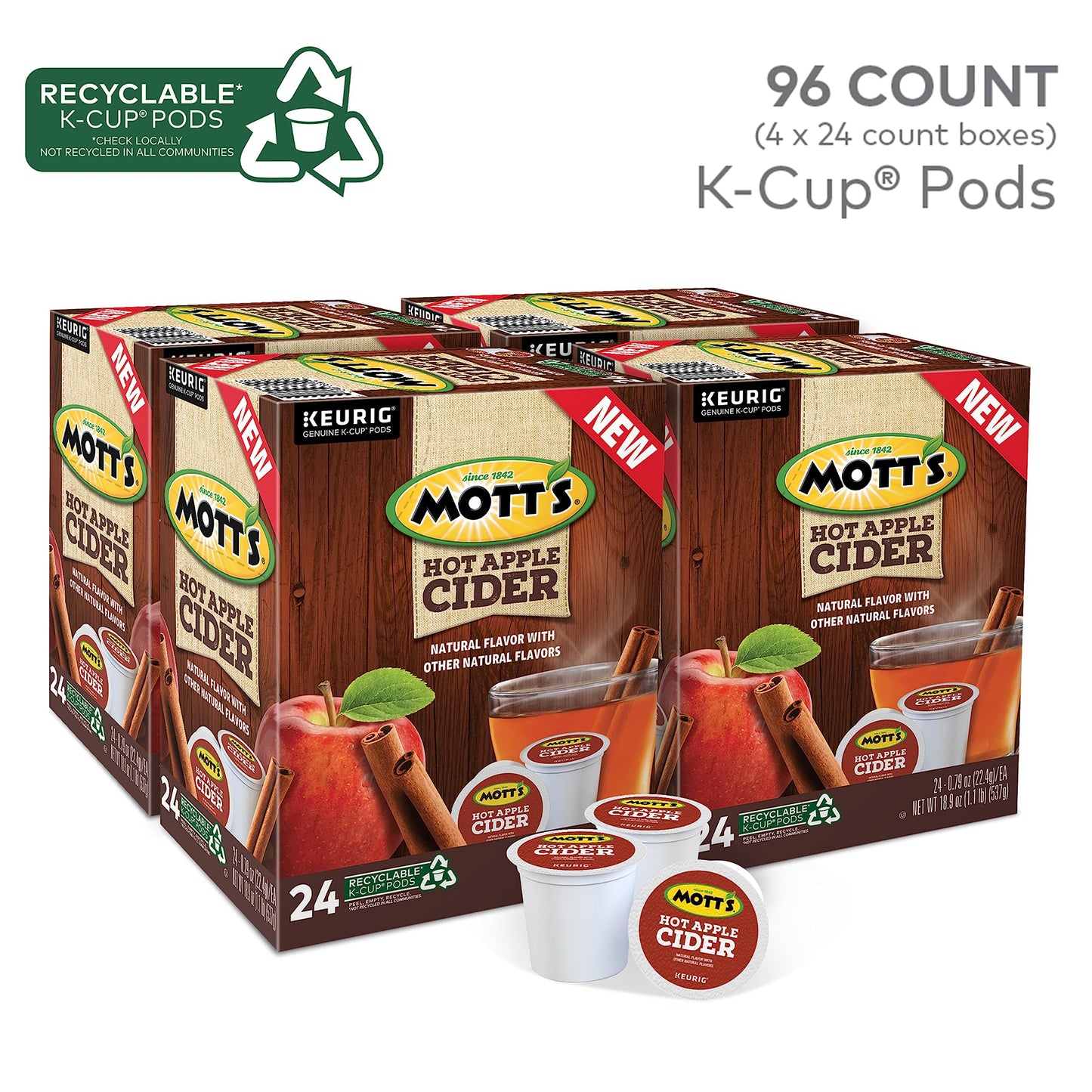 Keurig Motts Apple Cider K-Cup Pods, 96 Count, Coffee Flavor, Single-Serve