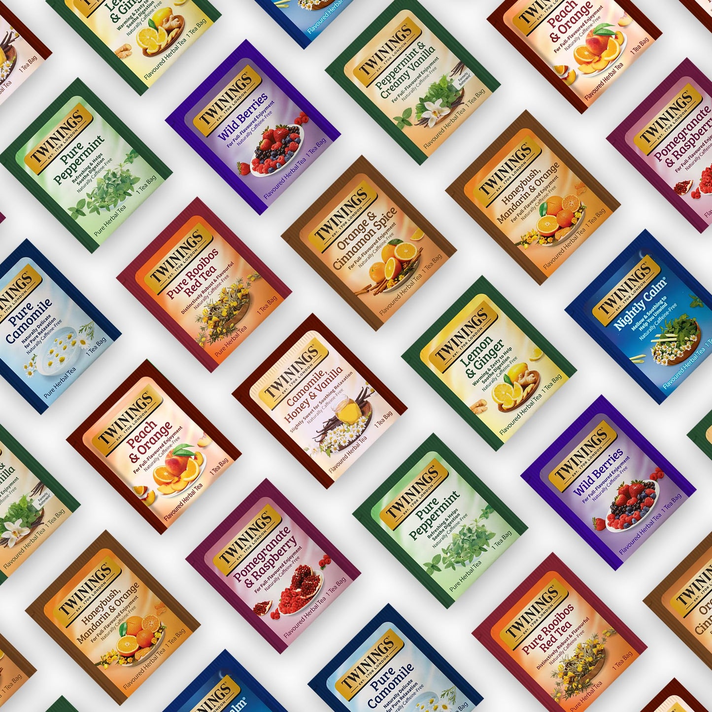 Twinings 48 Tea Bags Herbal Variety Pack - 12 Herbal Flavors  Caffeine-Free  Individually Wrapped  Perfect Tea for Any Occasion