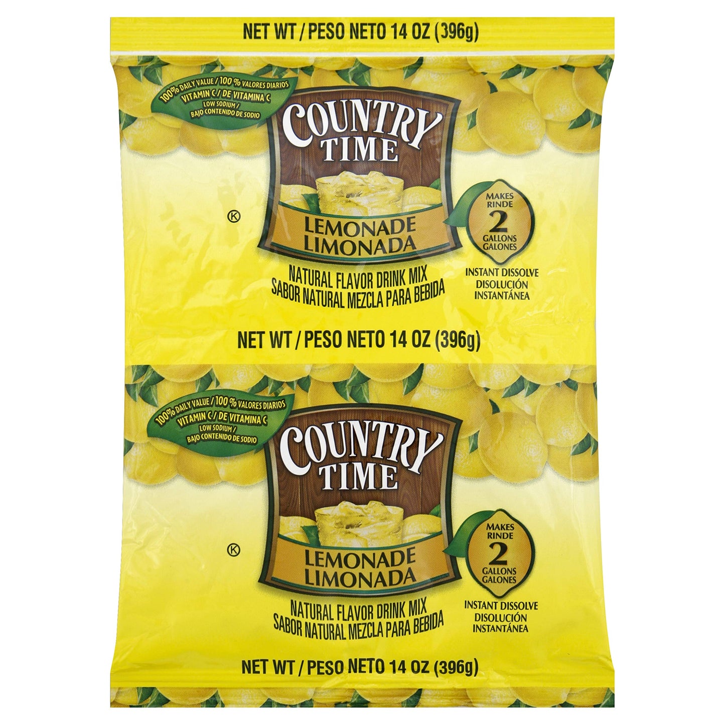 Country Time Lemonade Drink Mix, Makes 2 Gallons (14oz Packets, 15 Count)