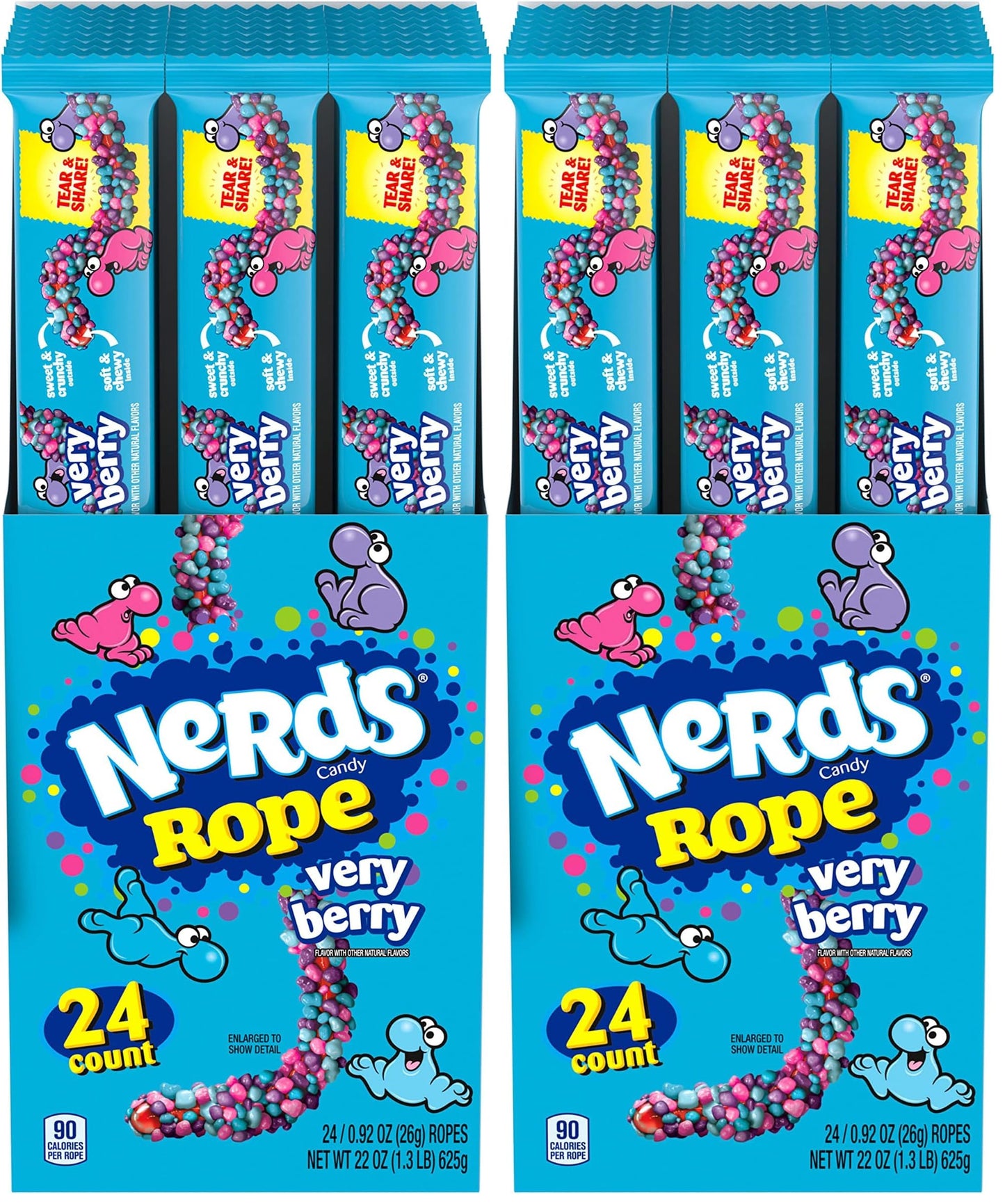 Nerds Rope Candy, Very Berry, 0.92 Ounce Ropes (Pack of 48)