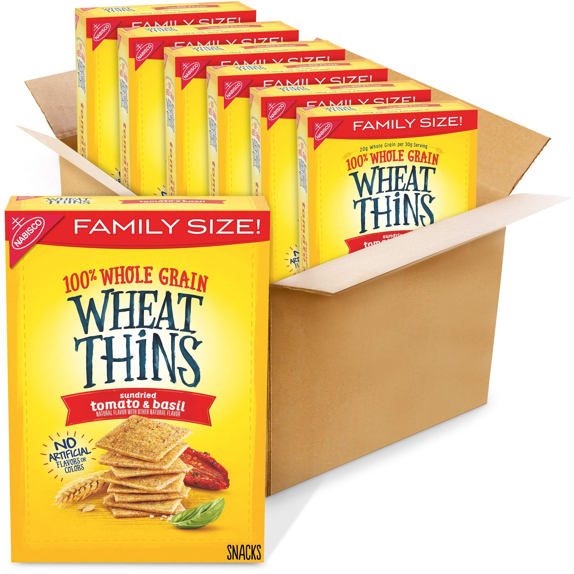 Wheat Thins Sundried Tomato And Basil Whole Grain Wheat Crackers, Family Size, 6 -15 Ounce Boxes (Pack Of 6)