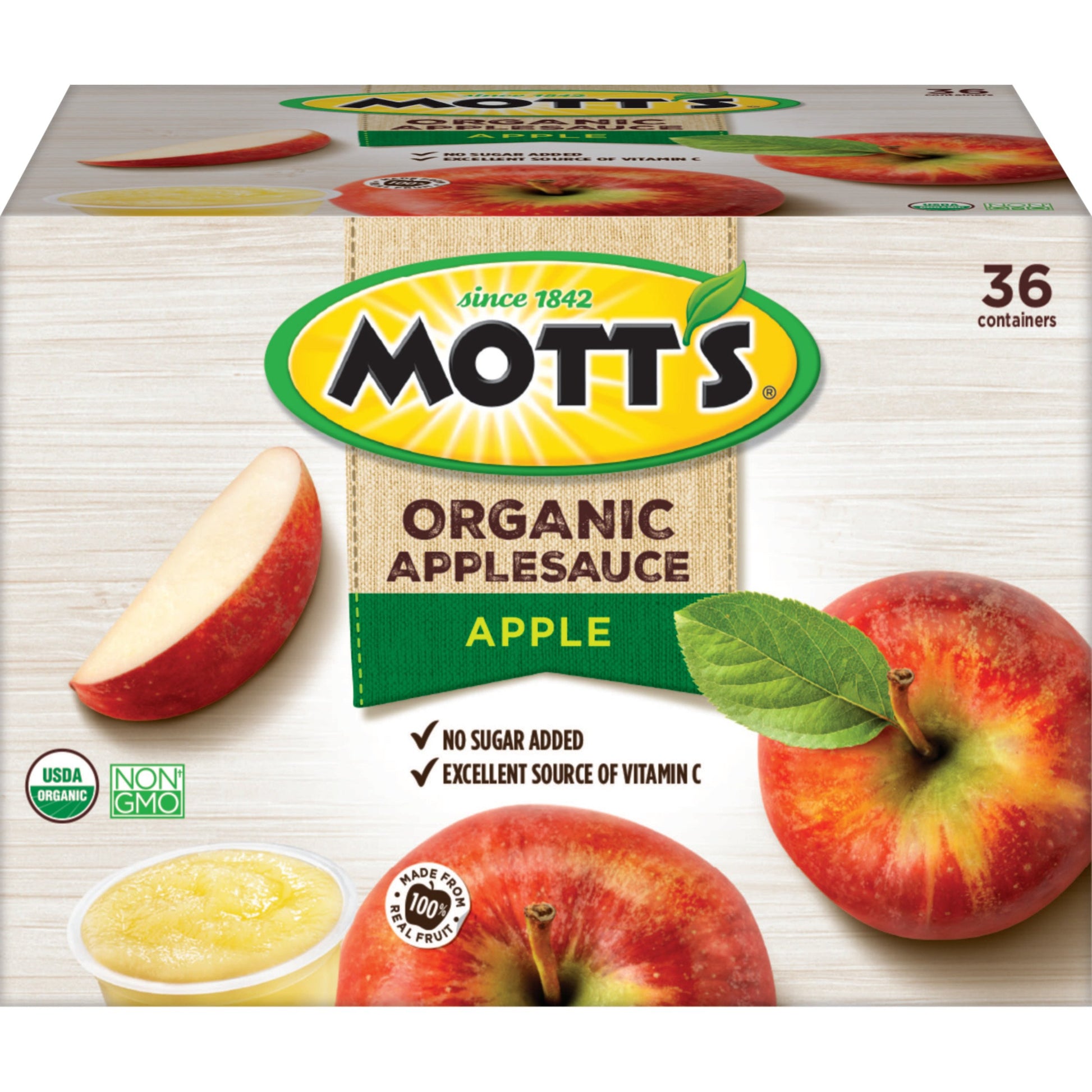 Mott'S Organic Applesauce, 3.9 Oz Cups, 36 Count