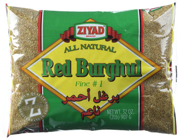 Ziyad Brand Premium Quality Red Burghul Wheat Fine #1, High in Fiber, No Cholesterol, No Salt, Essential For Tabbouleh Salad 32 