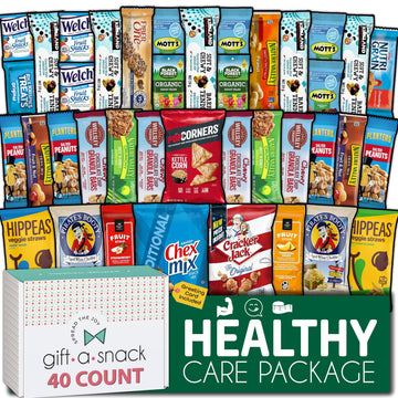 Gift A Snack - Holiday  Christmas Stocking Stuffer Healthy Snack Box Care Package + Greeting Card (40 Count) Birthday  Gift Basket  Nutritious Granola Breakfast Bars