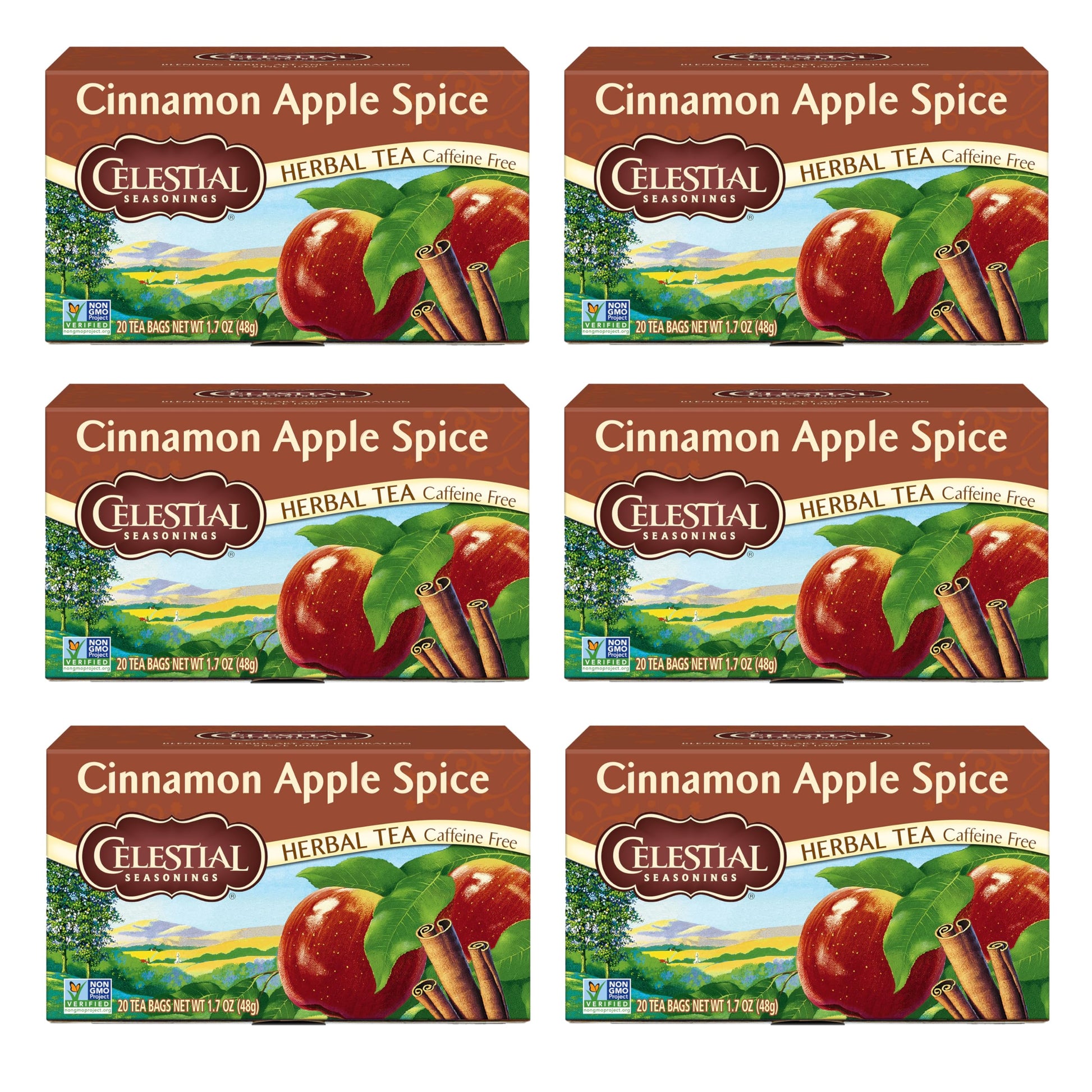 Celestial Seasonings Cinnamon Apple Spice Herbal Tea, Caffeine Free, 20 Bags, Pack of 6