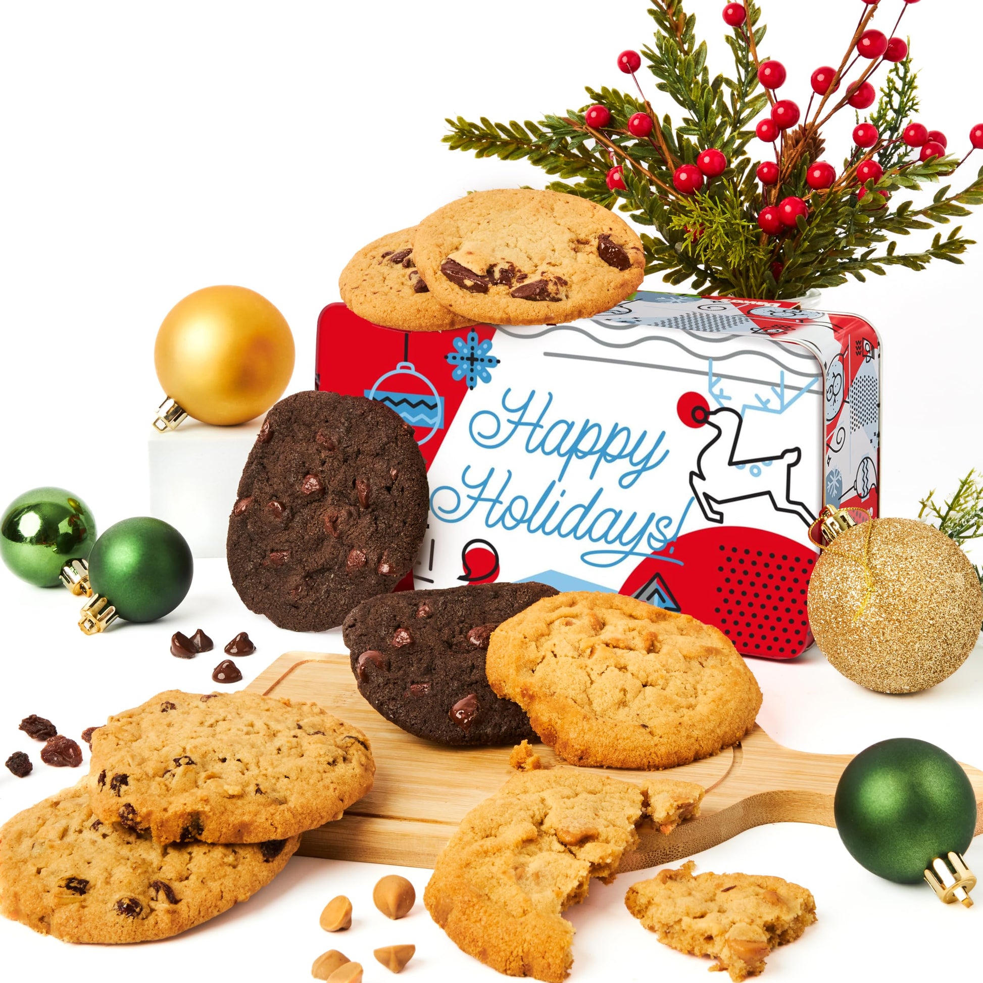 Davids Cookies Merry Christmas Assorted Cookies in Sweet Sampler Tin