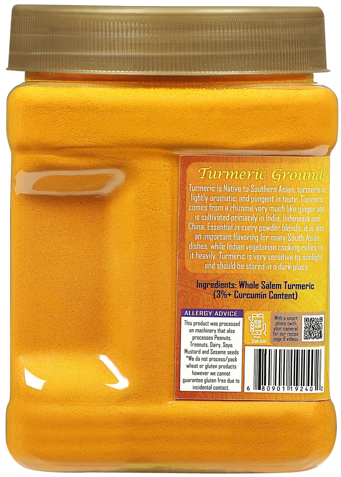 Rani Turmeric (Haldi) Root Powder Spice  (High Curcumin Content) 16oz (1lb) 454g PET Jar ~ All Natural | 100% Pure  Salt Free | Vegan | Gluten Friendly | NON-GMO | Kosher | Indian Origin