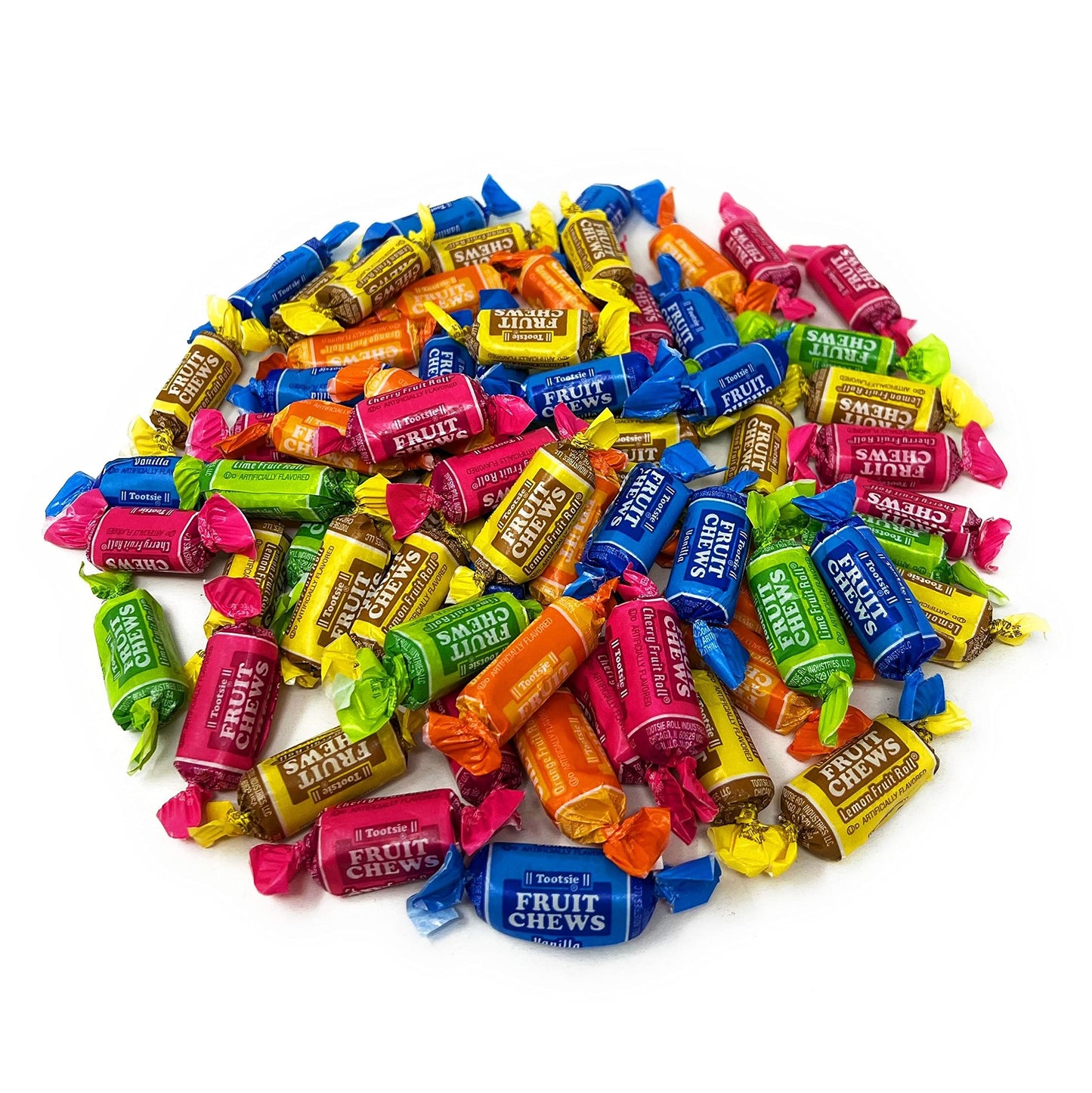 KLUB BULK Holiday Special Tootsie Roll Fruit Chews, Assorted 8 Flavors, 1 lb Resealable Bag, Individually Wrapped, Chewy Taffy Candy