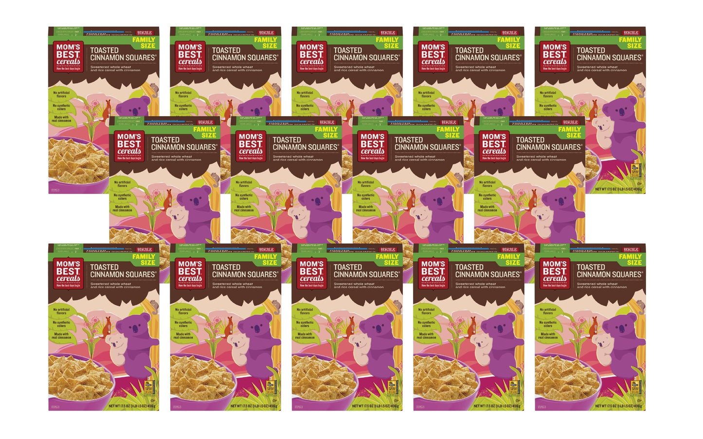 Mom'S Best Toasted Cinnamon Squares Cereal, Made With Whole Grain, No High Fructose Corn Syrup, Made With Real Cinnamon, Kosher,