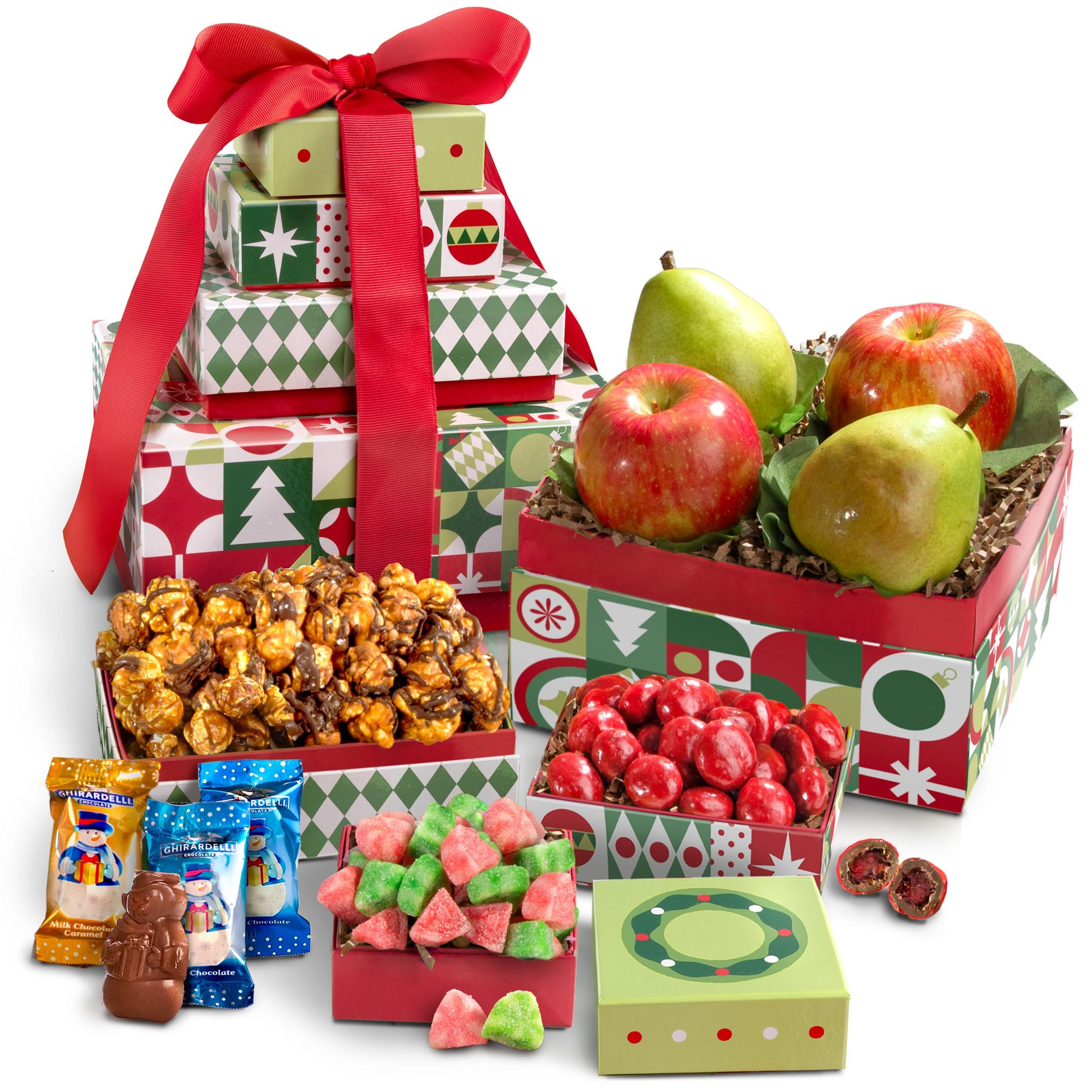 A Gift Inside Merry Christmas Fruit & Treats Tower