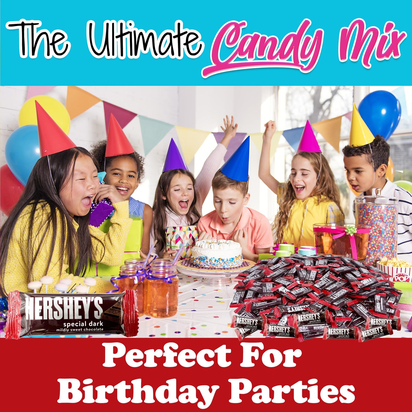 Hersheys Special Dark Mini Chocolate Bars  2 LB Bulk  Mildly Sweet Chocolate Candy Snack Size Bars  Individually Wrapped Dark Chocolate Candy Bars  for Parties  Office Bowl