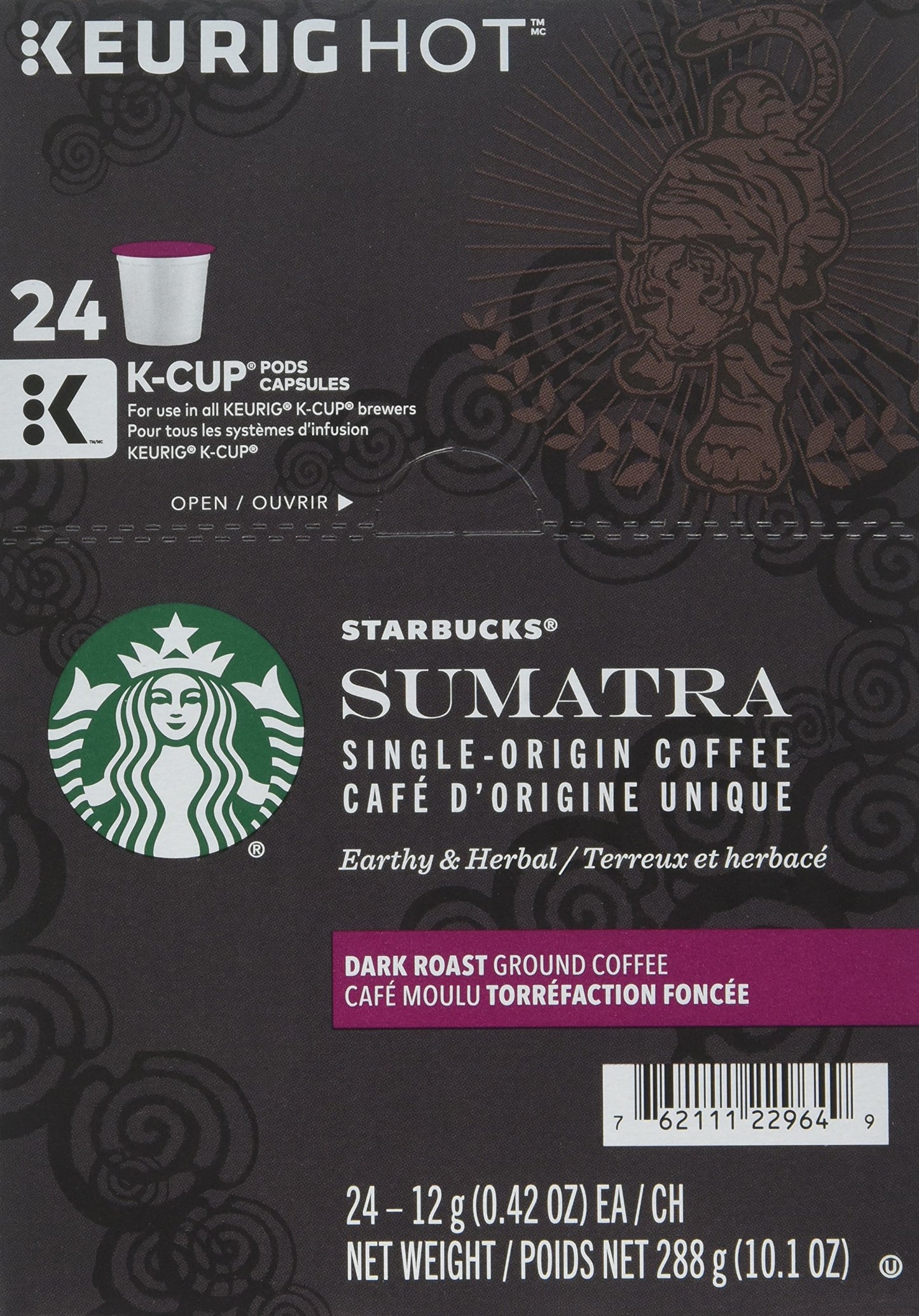 Starbucks Coffee K-Cup Pods, Sumatra Single-Origin Coffee, Dark Roast Ground Coffee, Keurig Genuine K-Cup Pods, 32 Ct K-Cup Pods
