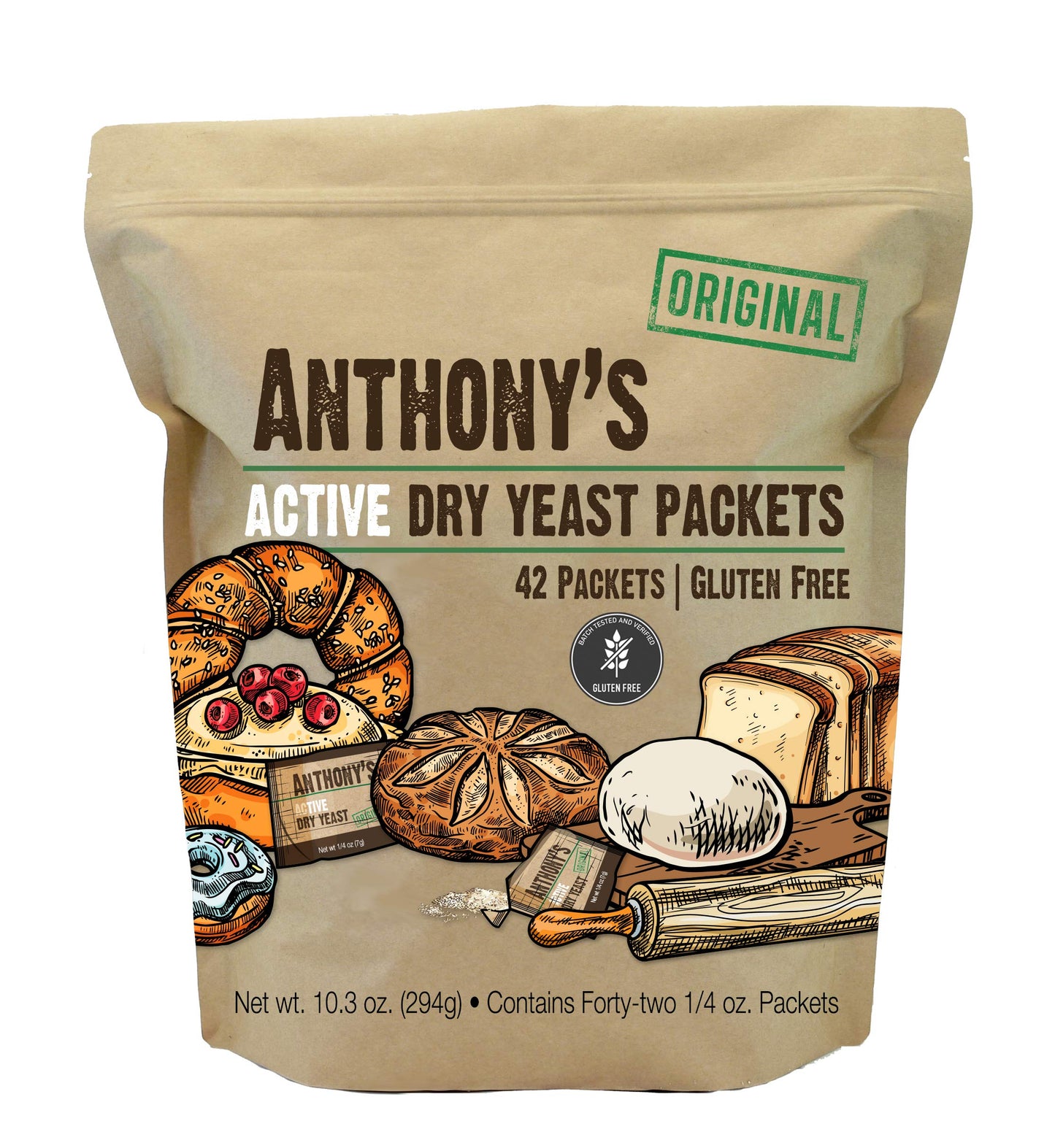 Anthony'S Active Dry Yeast Packets, Contains 42 Individual Packets, Gluten Free