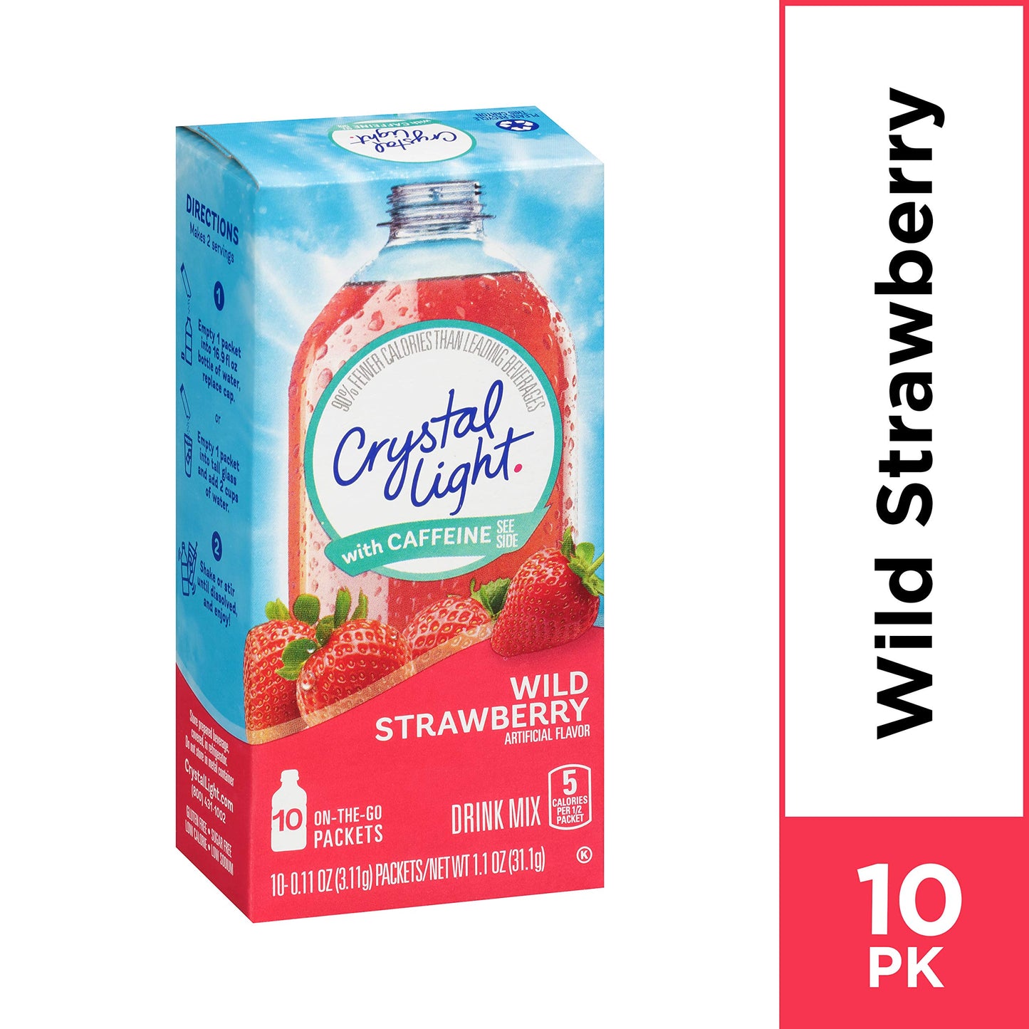 Crystal Light Sugar-Free Wild Strawberry Drink Mix with Caffeine, 10 Ounce (Pack of 1)