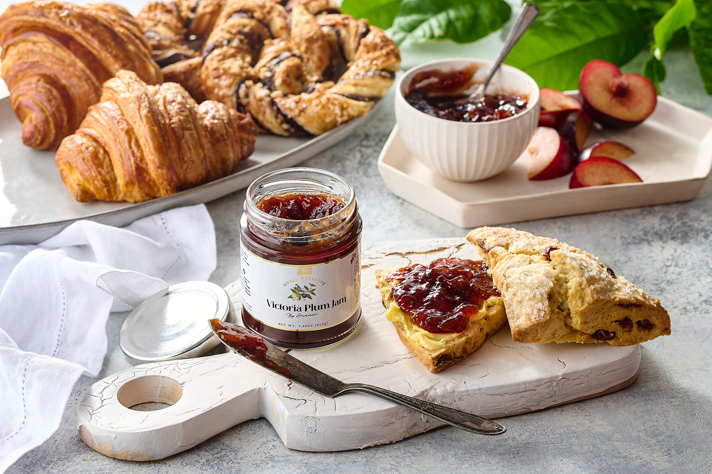 Gourmanity Set of 3 Jam Gift Set, Jellies and Preserves Assortment - Victoria Plum Jam, Purple Fig Jam and Mango and Passion Fru