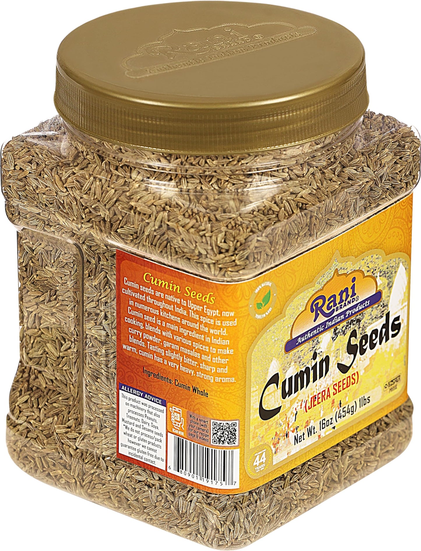Rani Cumin Seeds Whole (Jeera) Spice 16oz (1lb) 454g PET Jar ~ All Natural | Gluten Friendly | NON-GMO | Kosher | Vegan | Indian